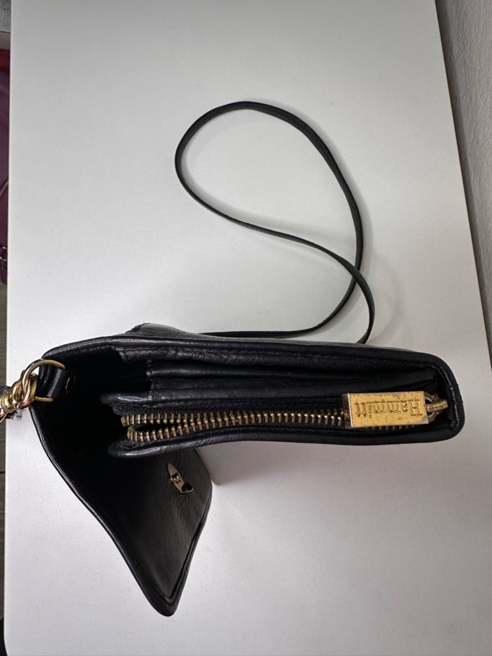 Hammitt Black Leather Crossbody Bag with Red Suede Interior Removable Strap - Picture 12 of 14